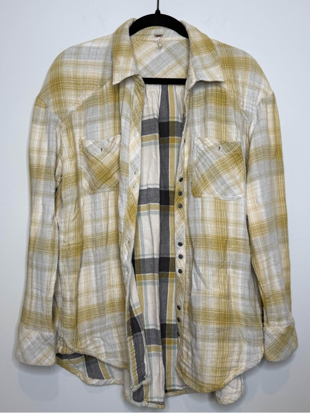 Free People Double Dip Flannel Button Down Top - Picture 2 of 10